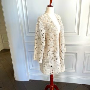 Zara cream colored crochet jacket